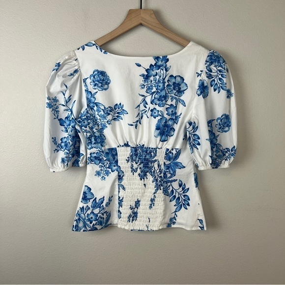 Rachel Parcell Smocked Puff Sleeve Floral Top - Picture 3 of 6